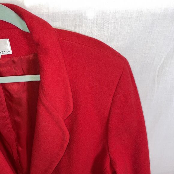 Danielle Martin Dress Coat Women’s Size Large Red Wool Blend Button Up Long Slv - Picture 4 of 12